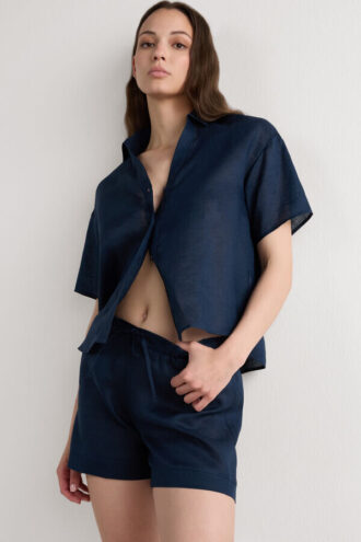 Das Kurzarmhemd aus reinem Leinen