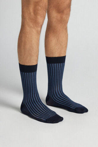 Gerippte Crew-Socken aus Lisle-Baumwolle