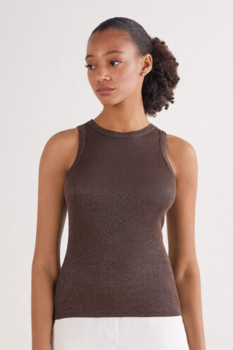 Geripptes Baumwoll-Lamé-Tanktop