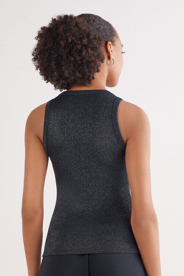 Geripptes Baumwoll-Lamé-Tanktop Geripptes Baumwoll-Lamé-Tanktop