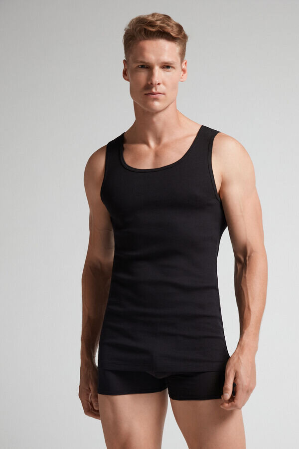 Hochwertiges Baumwoll-Tanktop mit Rippstrick Hochwertiges Baumwoll-Tanktop mit Rippstrick