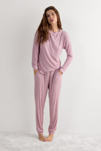 Komfortables, schickes Modal-Oberteil mit U-Boot-Ausschnitt und langen Ärmeln