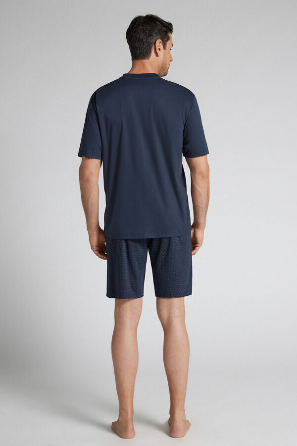 Kurzer Pyjama aus hochwertiger merzerisierter Baumwolle mit Punktmuster Kurzer Pyjama aus hochwertiger merzerisierter Baumwolle mit Punktmuster