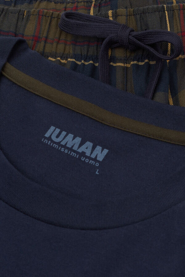 Kurzer Pyjama aus Stoff mit Tartanmuster und Baumwolle Kurzer Pyjama aus Stoff mit Tartanmuster und Baumwolle