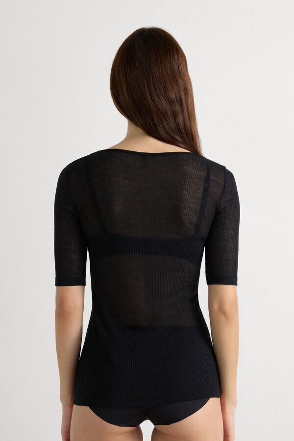 Kurzärmeliges Oberteil aus Ultranatural mit Kaschmir Kurzärmeliges Oberteil aus Ultranatural mit Kaschmir