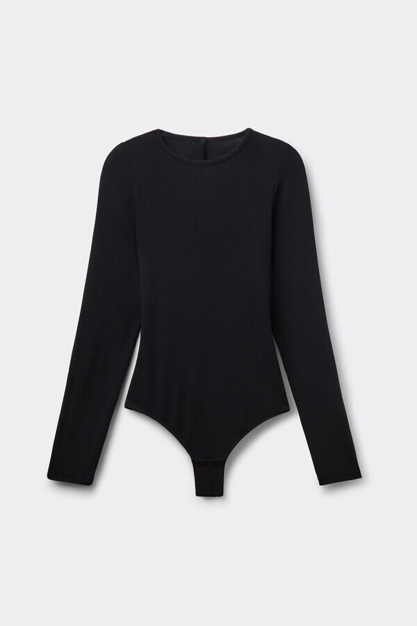 Langärmeliger Essential-Body aus Modal mit offenem Rücken Langärmeliger Essential-Body aus Modal mit offenem Rücken