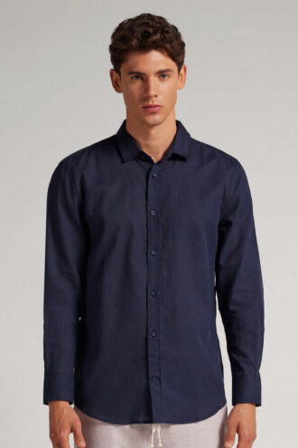 Leinen- und Baumwollhemd