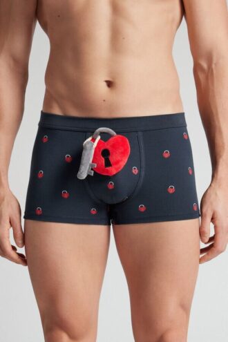 Plüschtier mit Vorhängeschloss-Herz Boxershorts aus hochwertiger Baumwolle