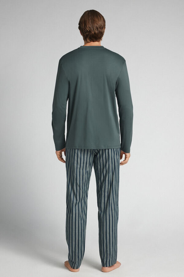 Premium-Pyjama aus merzerisierter Baumwolle mit Streifenmuster Premium-Pyjama aus merzerisierter Baumwolle mit Streifenmuster