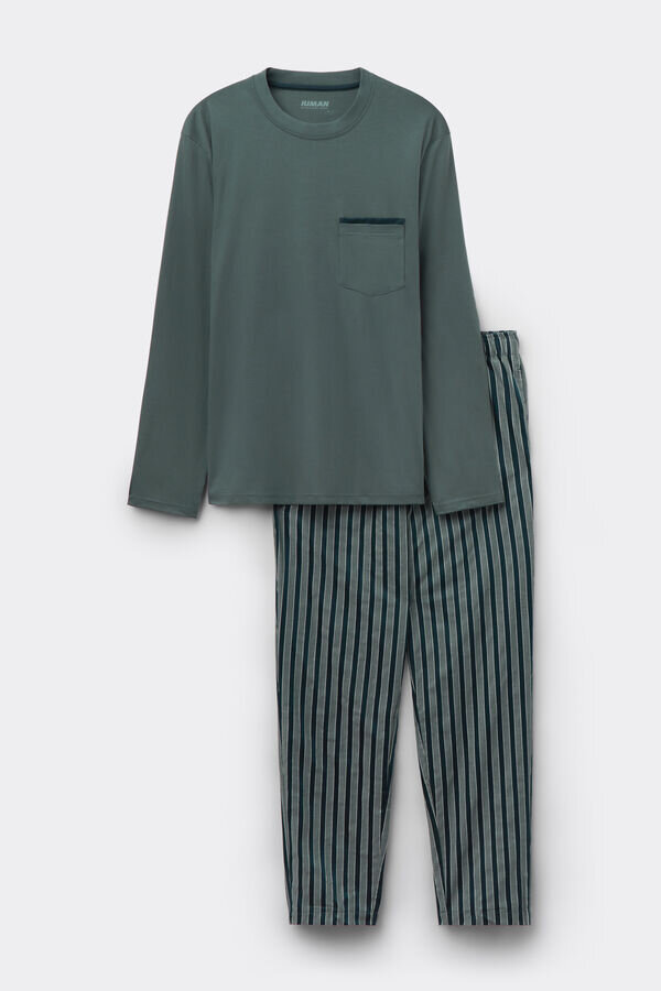 Premium-Pyjama aus merzerisierter Baumwolle mit Streifenmuster Premium-Pyjama aus merzerisierter Baumwolle mit Streifenmuster