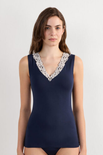Pretty Flowers Modal and Lace Tank Top