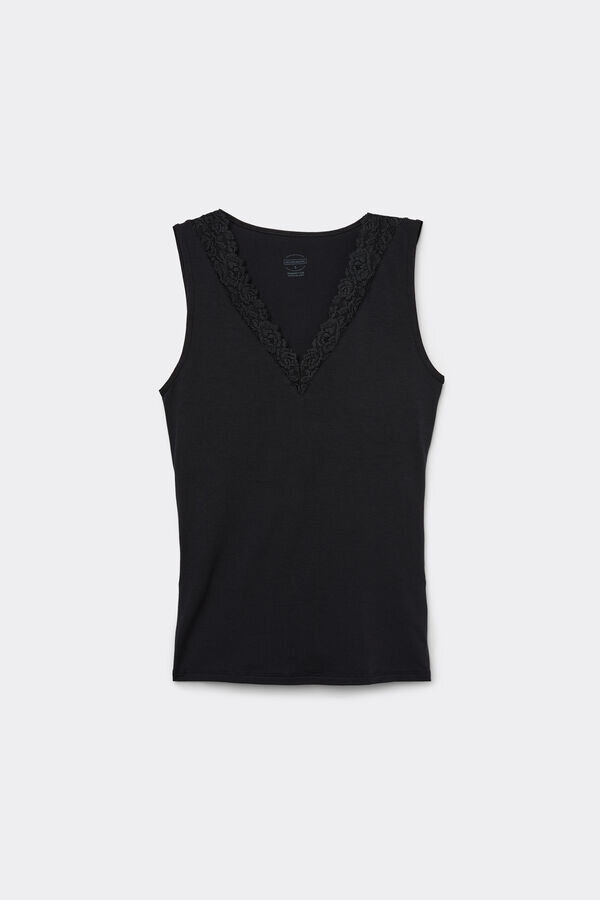 Pretty Flowers Modal and Lace Tank Top Pretty Flowers Modal and Lace Tank Top