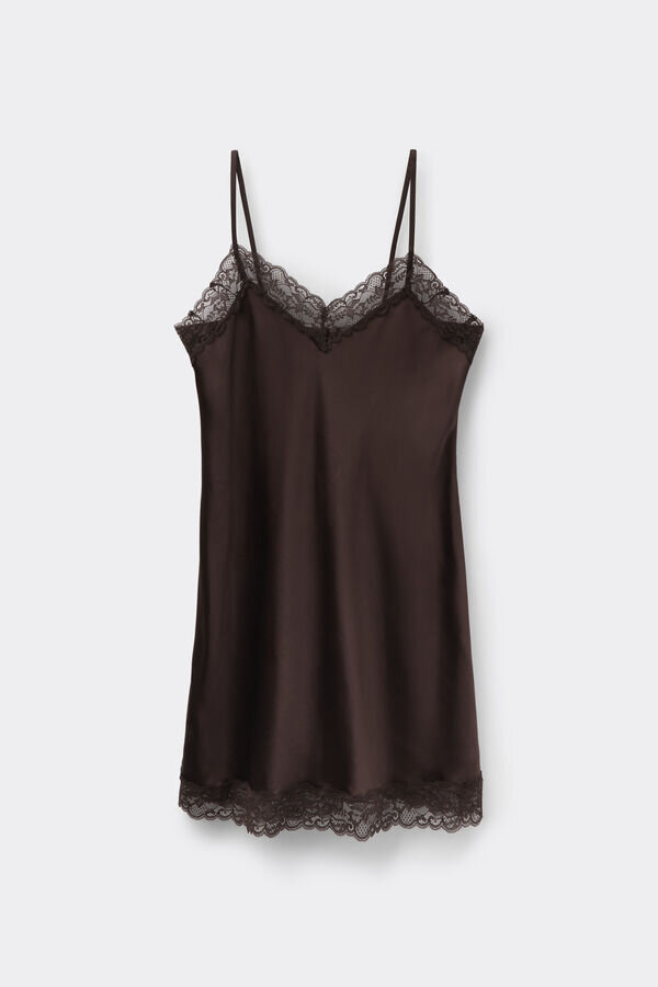 Seidenunterkleid mit Spitzeneinsatz Seidenunterkleid mit Spitzeneinsatz