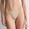 Seidiger Thong aus Seide und Spitze mit Blumenmuster Seidiger Thong aus Seide und Spitze mit Blumenmuster
