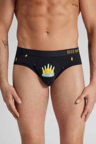 Slips aus hochwertiger Baumwolle mit Bierflaschen-Print