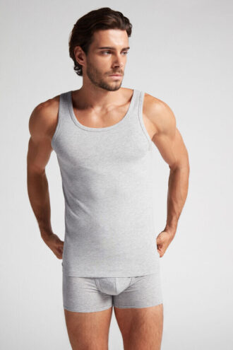 Tanktop mit Rundhalsausschnitt aus hochwertiger Stretch-Baumwolle