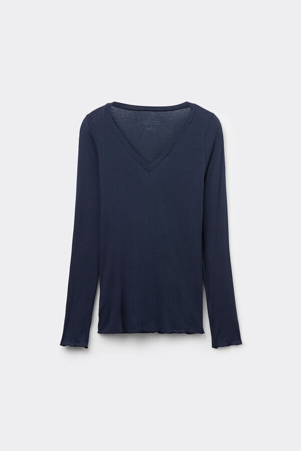 Top mit V-Ausschnitt aus ultraleichtem Modal mit Kaschmir Top mit V-Ausschnitt aus ultraleichtem Modal mit Kaschmir